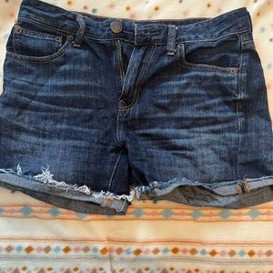 Denim shorts.